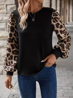 Leopard Long Sleeve Round Neck T-Shirt