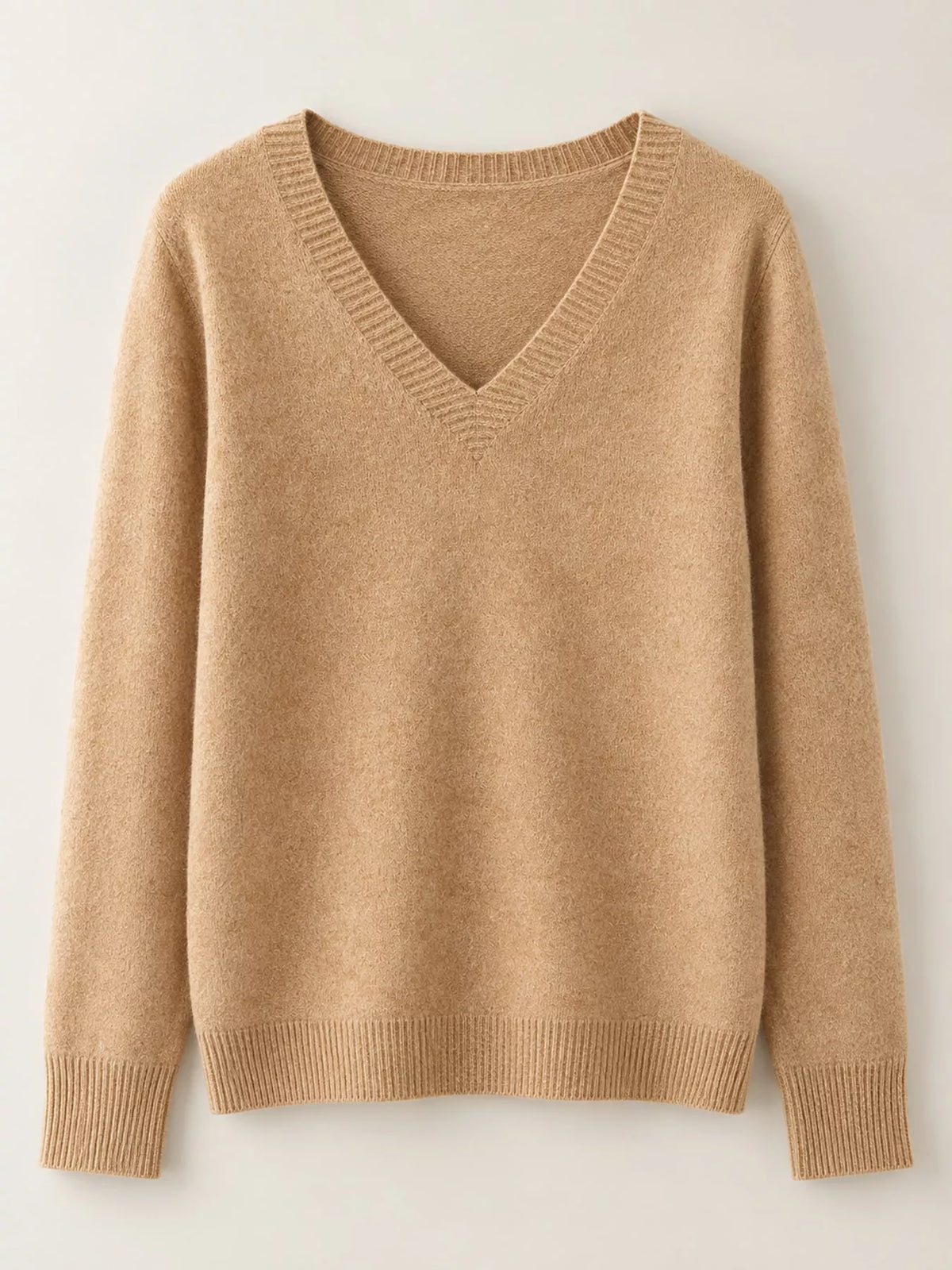 V-Neck Solid Color Sweater
