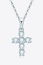 925 Sterling Silver Cross Moissanite Pendant Necklace