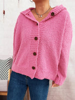 Cozy Button-Up Hooded Cardigan