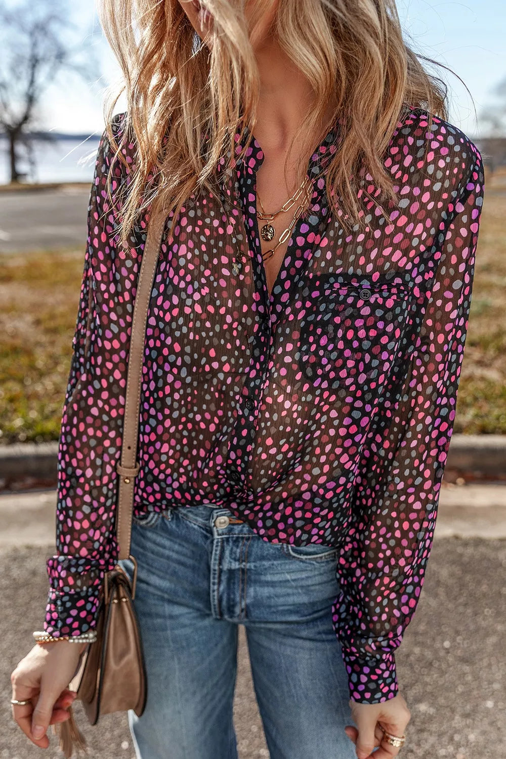 Polka Dot Button Up Shirt