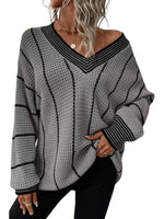 Full Size V-Neck Textured Knit Sweater Plus Size