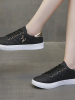 Quilted Platform Sneakers with Metallic Gold Accents