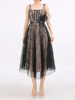 Lace Square Neck Midi Dress