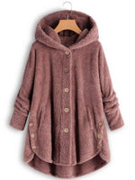 Full Size Fleece Button-Down Hooded Outerwear Plus Size