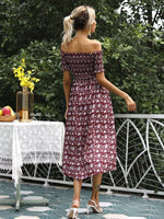 Off Shoulder Floral Slit Dress