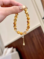 Tiger Eye Beaded Bracelet with Gourd Charm