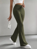 Ribbed Knit High Waist Flare Pants