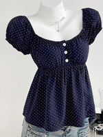 Polka Dot Puff Sleeve Blouse