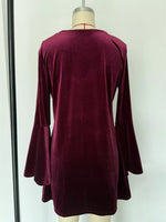 Velvet Flare Sleeve Mini Dress