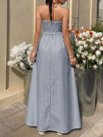 Striped Halter Neck Maxi Dress