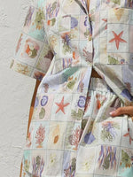 Printed Button Down Short Sleeve Top and Shorts Set
