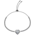 2 Carat 925 Sterling Silver Moissanite Chain Heart Bracelet