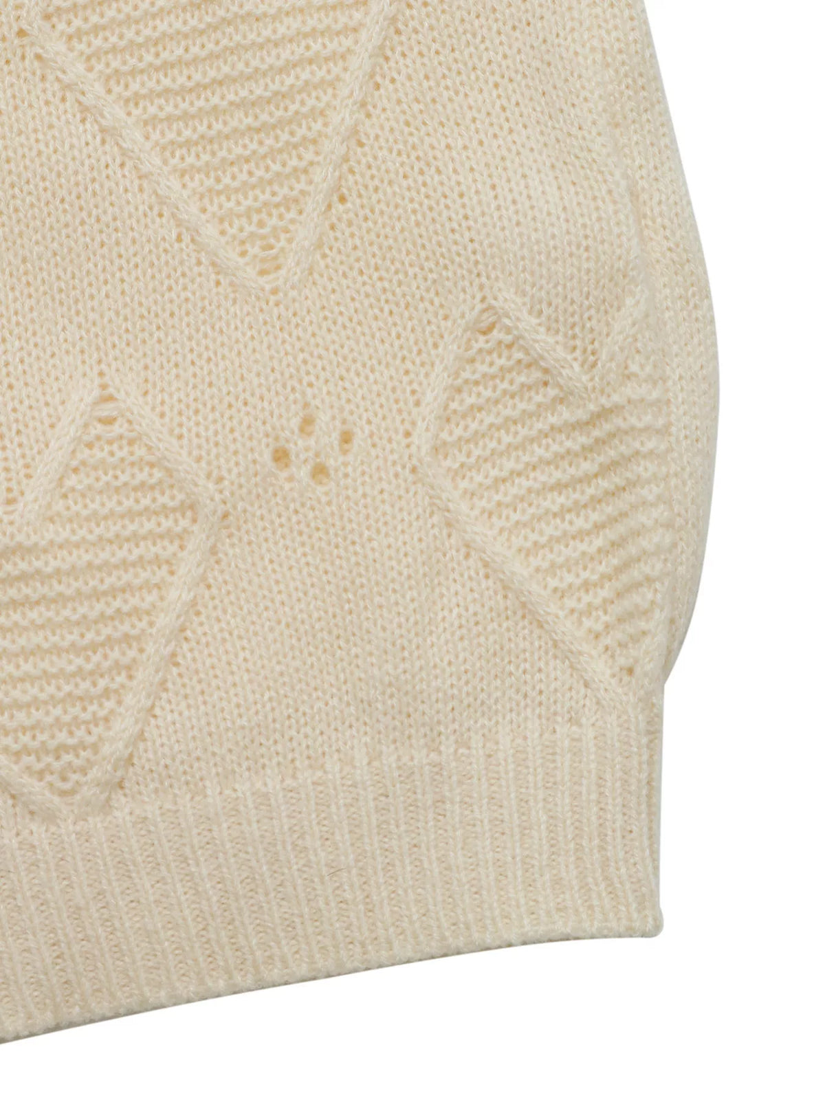 Openwork Heart Round Neck Sweater