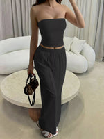 Tube Top and Wide Leg Pants Set
