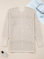Hollowed Knit Open Front Cardigan