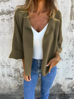 Full Size Open Front 3/4 Sleeve Cardigan Plus Size