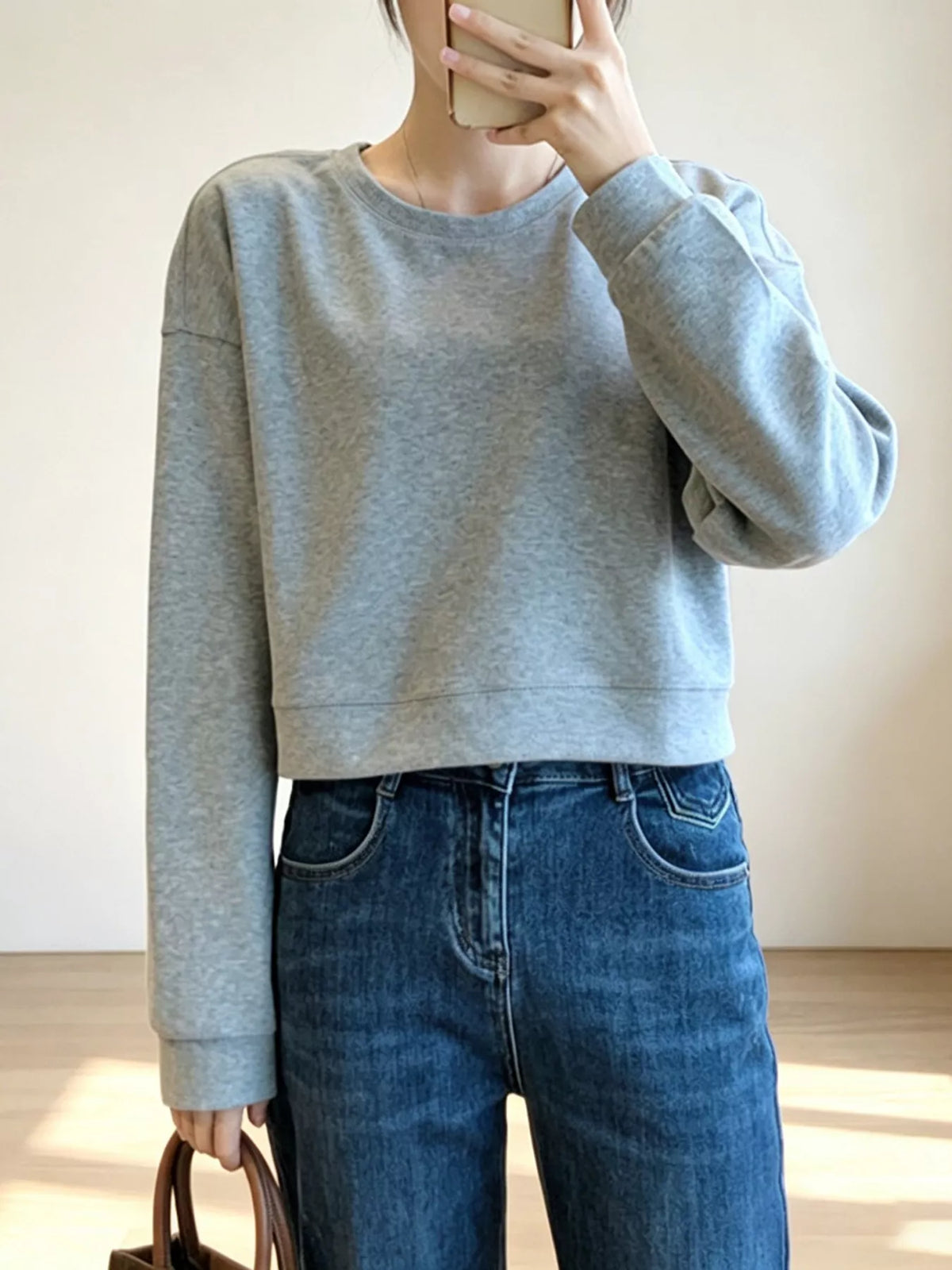 Crew NeckDrop Shoulder Sweatshirt