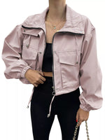 Drawstring Hem Zip Up Jacket