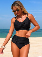Twisted Front High-Waisted Bikini Set