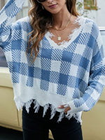 Frayed Hem Long Sleeve Sweater