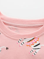Children's Zebra Print Round Neck Top and Shorts Set