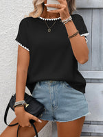 Contrast Trim Short Sleeve Sweater