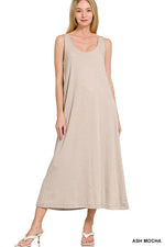 Zenana French Terry Twisted Strap Midi Dress
