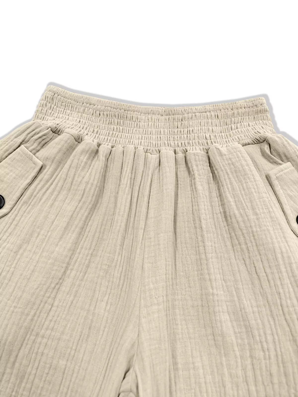Smocked Textured Casual Pants