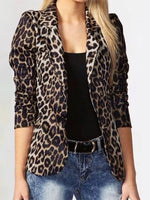 Leopard Print One Button Blazer