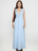 Plaid Tie Front Sleeveless Maxi Dress
