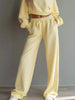 Round Neck Cropped Sweatshirt and Wide-Leg Pants Set