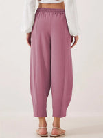 Full Size Drawstring Wide Leg Cropped Pants Plus Size