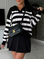 Striped Dropped Shoulder Knit Top