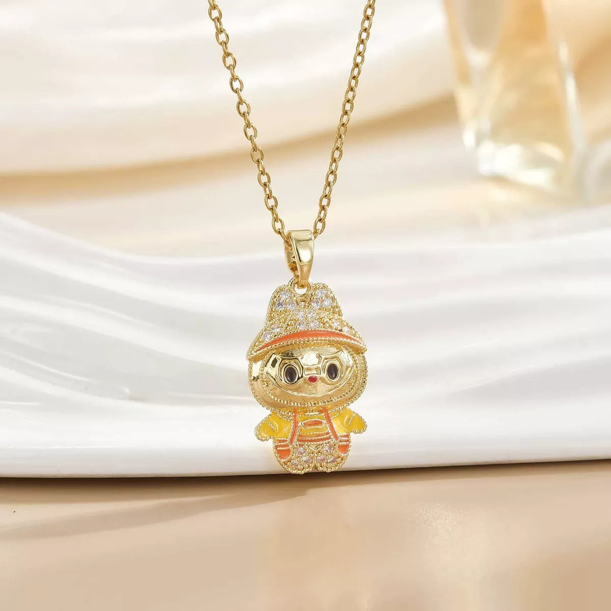 18K Gold-Plated Cartoon Character Pendant Necklace