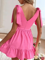 Tie Shoulder Tiered Mini Dress