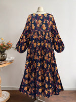 Plus Size Floral Print Tie Neck Short Sleeve Dress