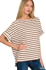 Zenana Stripe Jacquard Round-Meck Tee