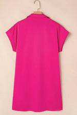 Buttoned Collared Neck Mini Shirt Dress