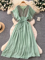 Tie Neck Short Sleeve Dress