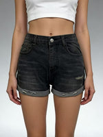Distressed Denim Roll-Up Shorts