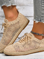Breathable Woven Lace Up Sneakers