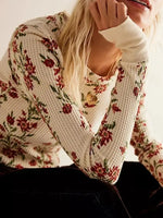 Floral Print Waffle Knit Top