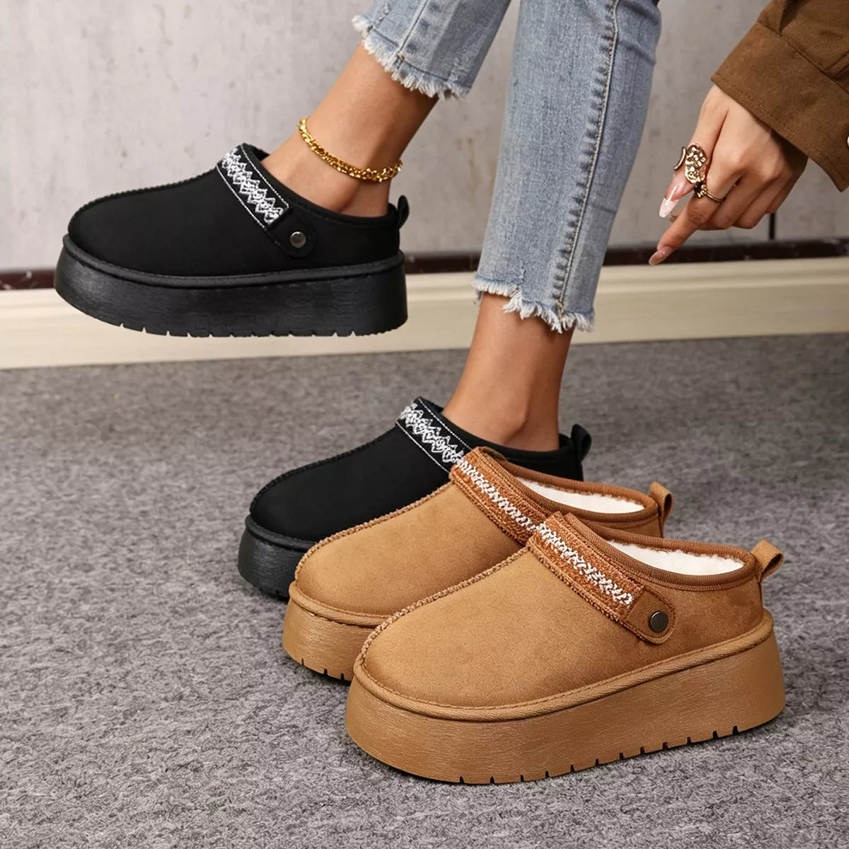 Platform Suede Fur-Lined Boots