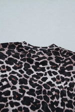 Leopard Print Sheer Mesh Short Sleeve Top