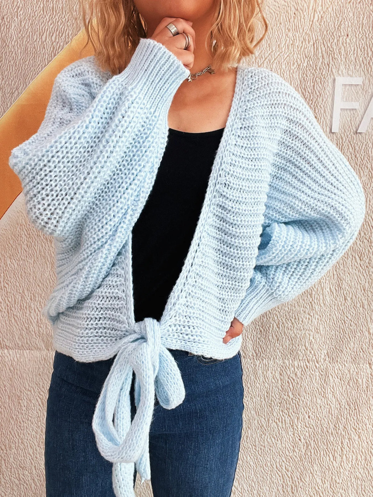 Tie Front Long Sleeve Cardigan