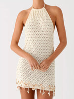 Openwork Halter Neck Mini Dress