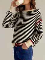Striped Round Neck Long Sleeve Sweater