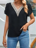 V-Neck Petal Sleeve Blouse