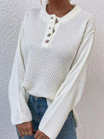 Button Detail Long Sleeve Knit Top